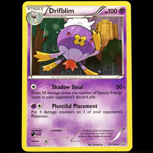 Drifblim 51/124 Rare Black and & White Dragons Exalted Pokemon Card 2012