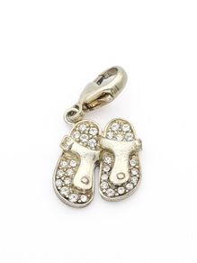 925 Sterling Silver CZ Ballet Slippers Charm