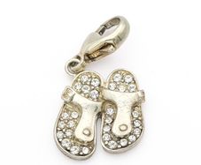 925 Sterling Silver CZ Ballet Slippers Charm