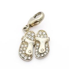 925 Sterling Silver CZ Ballet Slippers Charm