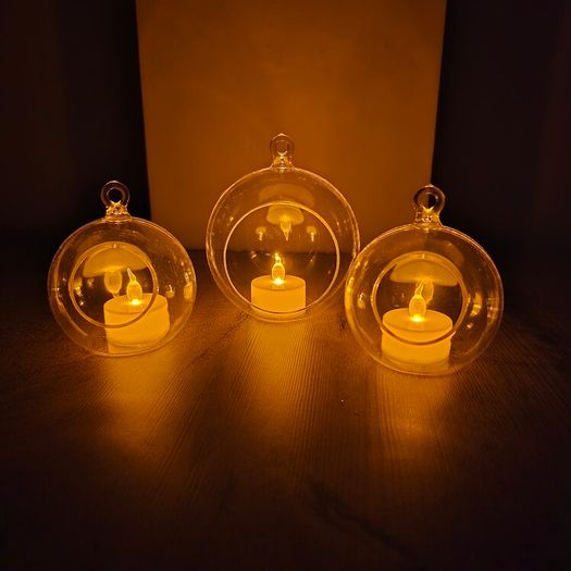 Trio of hanging tea light holders