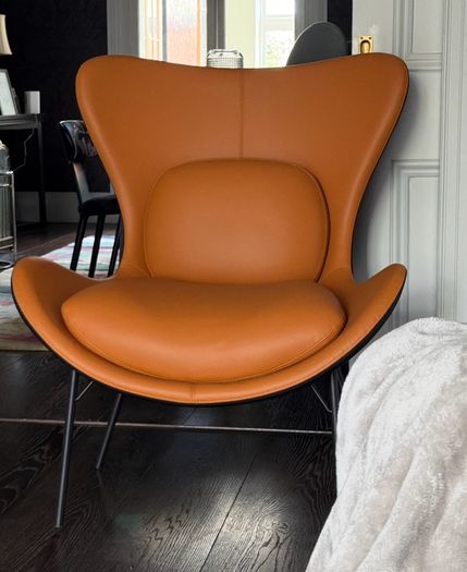 Leather Upholstered Wingback Accent Chair With Pillows