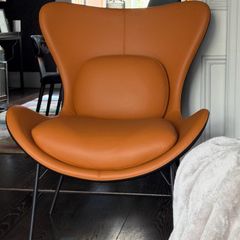 Leather Upholstered Wingback Accent Chair With Pillows