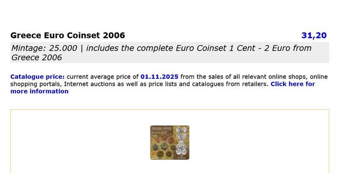 GREECE EURO official mint set 2006 Uncirculated coins