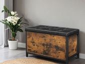 Multifunctional Chest Industrial Style shoe bench, padded shoe organizer with flap, shoe cabinet for 6 pairs of shoes, steel frame, industrial design, vintage