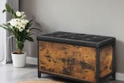 Multifunctional Chest Industrial Style shoe bench, padded shoe organizer with flap, shoe cabinet for 6 pairs of shoes, steel frame, industrial design, vintage
