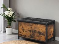 main image for ad Multifunctional Chest Industrial Style shoe bench, padded shoe organizer with flap, shoe cabinet for 6 pairs of shoes, steel frame, industrial design, vintage