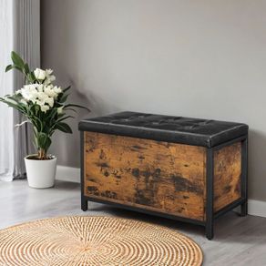 Multifunctional Chest Industrial Style shoe bench, padded shoe organizer with flap, shoe cabinet for 6 pairs of shoes, steel frame, industrial design, vintage