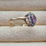 Ring 9k 375 Gold heart/shaped  with purple amethyst and CZ stones  size L Image 4