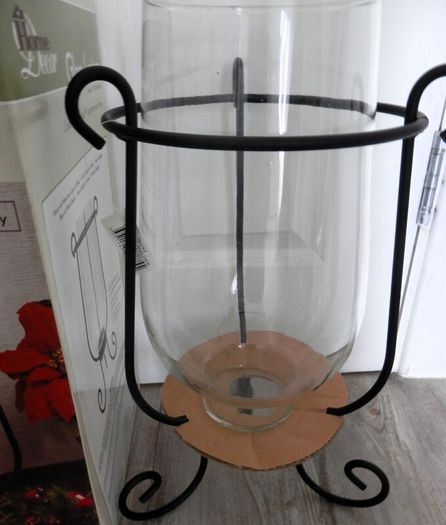 NEW Large Glass Lantern, with Metal Frame. 12 inches high.  5 euro