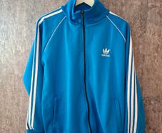 Vintage Adidas Originals Trefoil Track Jacket XL Blue White 3-Stripe Retro 80s