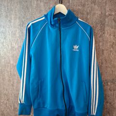 Vintage Adidas Originals Trefoil Track Jacket XL Blue White 3-Stripe Retro 80s