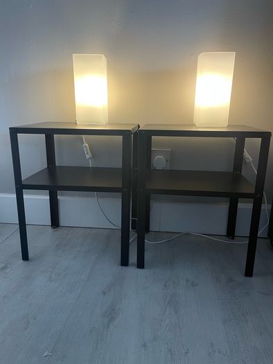 Bedside tables and lamps