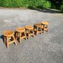 Set of 5 Solid Oak Rustic Parlour Stools Image 3