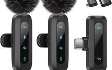 Wireless Lavalier Microphone for iPhone, iPad, Android Phone, 2-Pack Mini Microphone with Noise Reduction, Auto Pairing and Mute & Reverb for Vlogging, Video Recording, TikTok, YouTube - Plug & Play