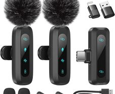 Wireless Lavalier Microphone for iPhone, iPad, Android Phone, 2-Pack Mini Microphone with Noise Reduction, Auto Pairing and Mute & Reverb for Vlogging, Video Recording, TikTok, YouTube - Plug & Play