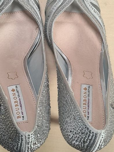 Womens Amy Huberman Bourbon Cluney Brown High Heels Stilettos  Silver Diamontes Size Uk 6.5 Eu 40 LIKE NEW