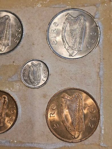 Ireland 1953 1954 1955 Coin Set in Original Holder Stunning Uncirculated Lustrous Coins! Amazing Set!!