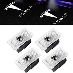 Car Door LED Logo Projector Light Compatible with Tesla Model S/3/X/Y - 4 Pack Ghost Shadow Welcome Puddle Lights Accessories