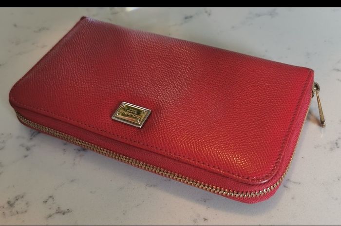 Authentic Vintage Dolce and Gabbana Leather Red wallet.