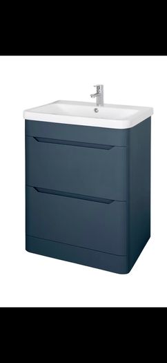 Eve 500 floor standing unit and basin Green/white/navy