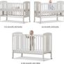 -3-in-1 Wooden Baby Cot Bed,Baby Crib,Convertible Baby Bed with Teething Rail,5 Adjustable Bed Base Positions,Mattress Included,From Birth to 6 Years Image 5
