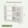 Rattan Bookcase, Storage Sideboard Cabinet with Metal Legs, Wooden Bookshelf with 3 Door, 6 Open Compartments, Freestanding Display Rack for Living Room, Study,102x29x96cm(White) Image 2