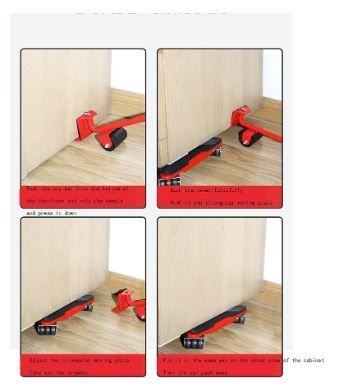 Furniture Mover And Lifter Kit,with 4 Sliding Furniture Carts,plastic/steel Triple Carts With Casters