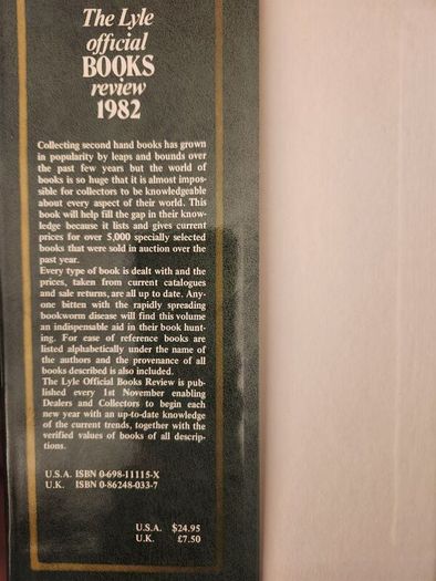 The Lyle Official Books Review 1982. Hardback With Dustjacket In Very Good Condition.