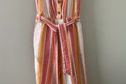 Orange peach cream and white striped jumpsuit 5-6 years