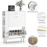 Shoe Storage Cabinet, Modern Shoe Cabinet with 2 Flip Hidden Doors and Drawer, Wooden Narrow Shoe Storage with Adjustable Shelves For Hallway, Entryway, Living Room 75x24x105.5cm (White) Image 3