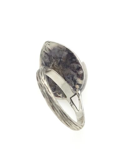 Vintage 925 Sterling Silver & Smoky Quartz Leaf Ring
