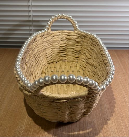 Faux Pearl Beaded Basket