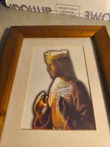 Framed print of holy of a historical or religious  Statue of Christ the King by kind permission of Artisanats des Monasteres de Bethleem