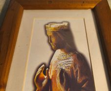 Framed print of holy of a historical or religious  Statue of Christ the King by kind permission of Artisanats des Monasteres de Bethleem