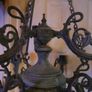 Vintage Chandelier 9 Bulbs Arms  Brass/Bronze  (green patina) H-26" x 23" Image 5