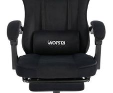 Gaming Chair for Adults, Ergonomic Gaming Chair with Footrest, Lumbar Support and Headrest, Adjustable Height computer chairs gaming, fabric gamer chair for Home Office, Black