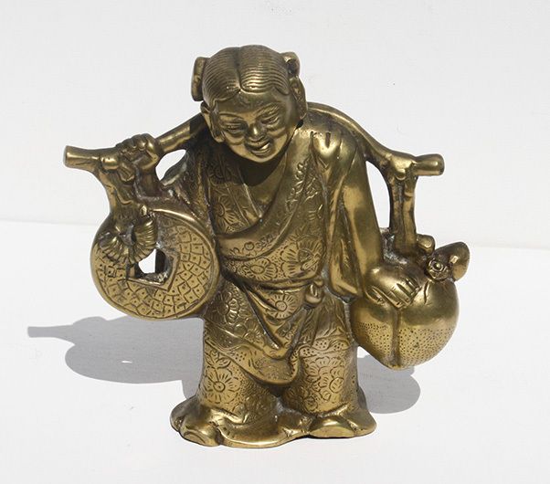 Vintage Brass Asian Woman Figurine