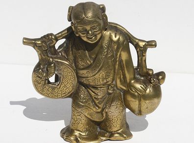 Vintage Brass Asian Woman Figurine