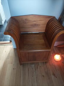 Vintage Solid Teak "Kartini" Storage Chair / Hallway Monk's Bencheast Asian "Kartini" design.