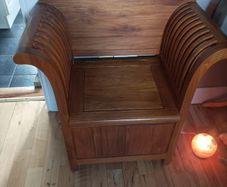 Vintage Solid Teak "Kartini" Storage Chair / Hallway Monk's Bencheast Asian "Kartini" design.