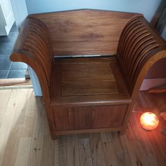 Vintage Solid Teak "Kartini" Storage Chair / Hallway Monk's Bencheast Asian "Kartini" design.