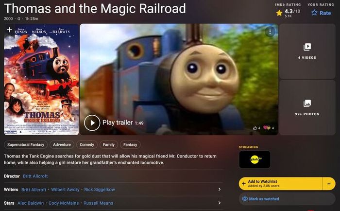 Thomas (The Tank Engine) And The Magic Railroad (2000) DVD
