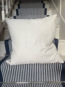 Ex display 55cm x 55cm 100% leather cushion COVER  by Roche Bobois in pale oyster