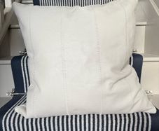 Ex display 55cm x 55cm 100% leather cushion COVER  by Roche Bobois in pale oyster