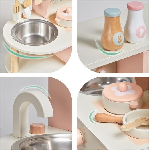 Wooden Play Kitchen for Kids Ages 3-6
