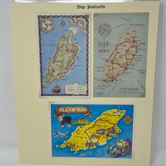 24 Beautifully written up Isle of Man display pages with lots of postcards and stamps. Maps, IOM TT and Manx cat noted