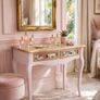 French Louis Style Console Table - Cadillac Pink & Gold leaf. Image 2