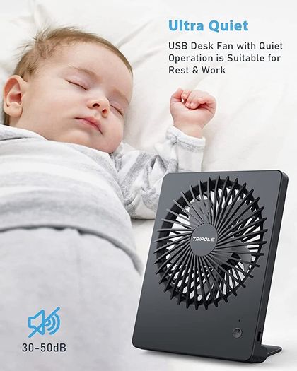 USB Desk Fan, 2000mAh Portable USB Fan 3 Speeds Rechargeable Mini Fan Battery Fan Last 4-16hrs, 180 Degree Adjustable Table Cooling Fan 30dB Silent Fan for Bedroom, Office, Library, Travel (FREE POSTAGE)