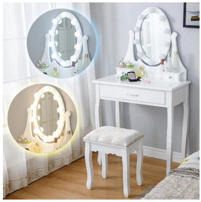 BRAND NEW Nordic Dresser White Makeup Dressing Table with LED Mirror